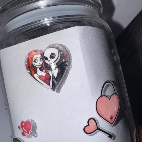 Halloween Wedding Themed 16 Oz Plastic Cup With Love Hearts - Picture 13 of 14